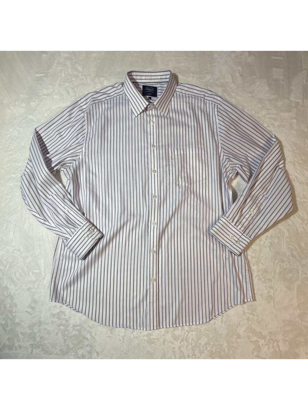 Charles Tyrwhitt Purple/White Stripe Classic Fit Mens Dress Shirt XL